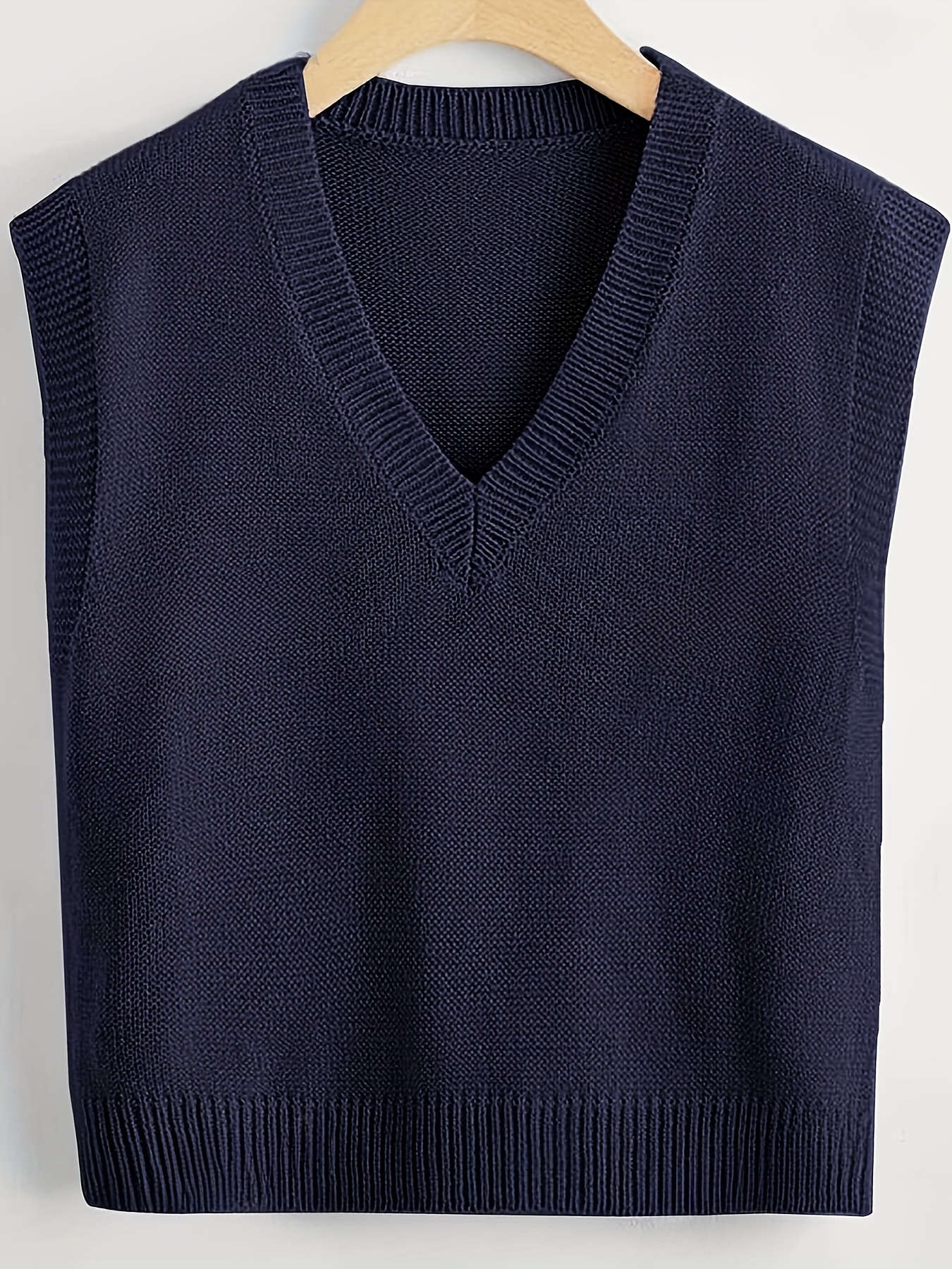 plus size simple solid sweater vest casual v neck sleeveless vest womens plus size clothing details 1