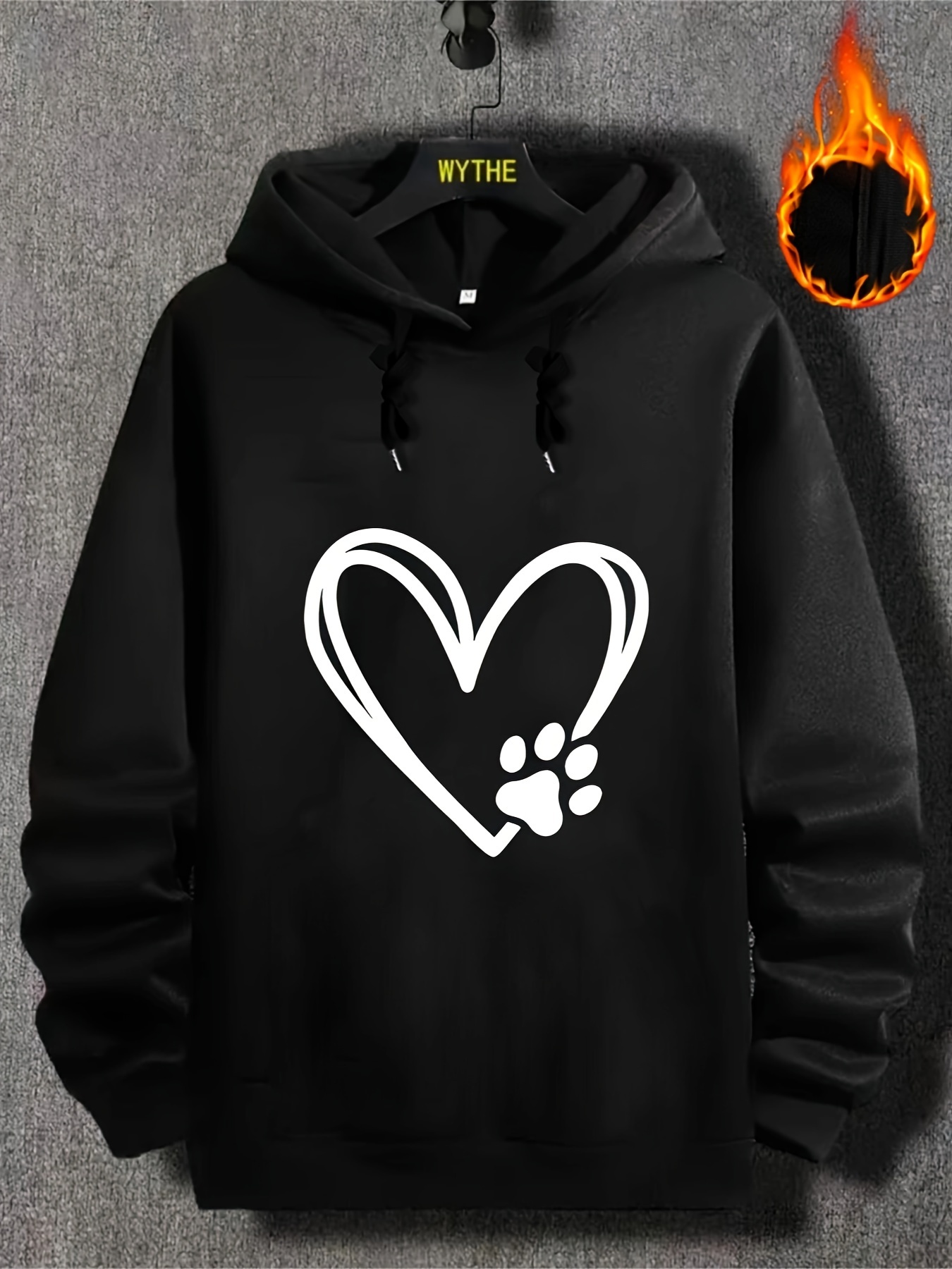 plus size mens heart claw print hooded sweatshirt fashion casual hoodies for fall winter mens clothing details 0