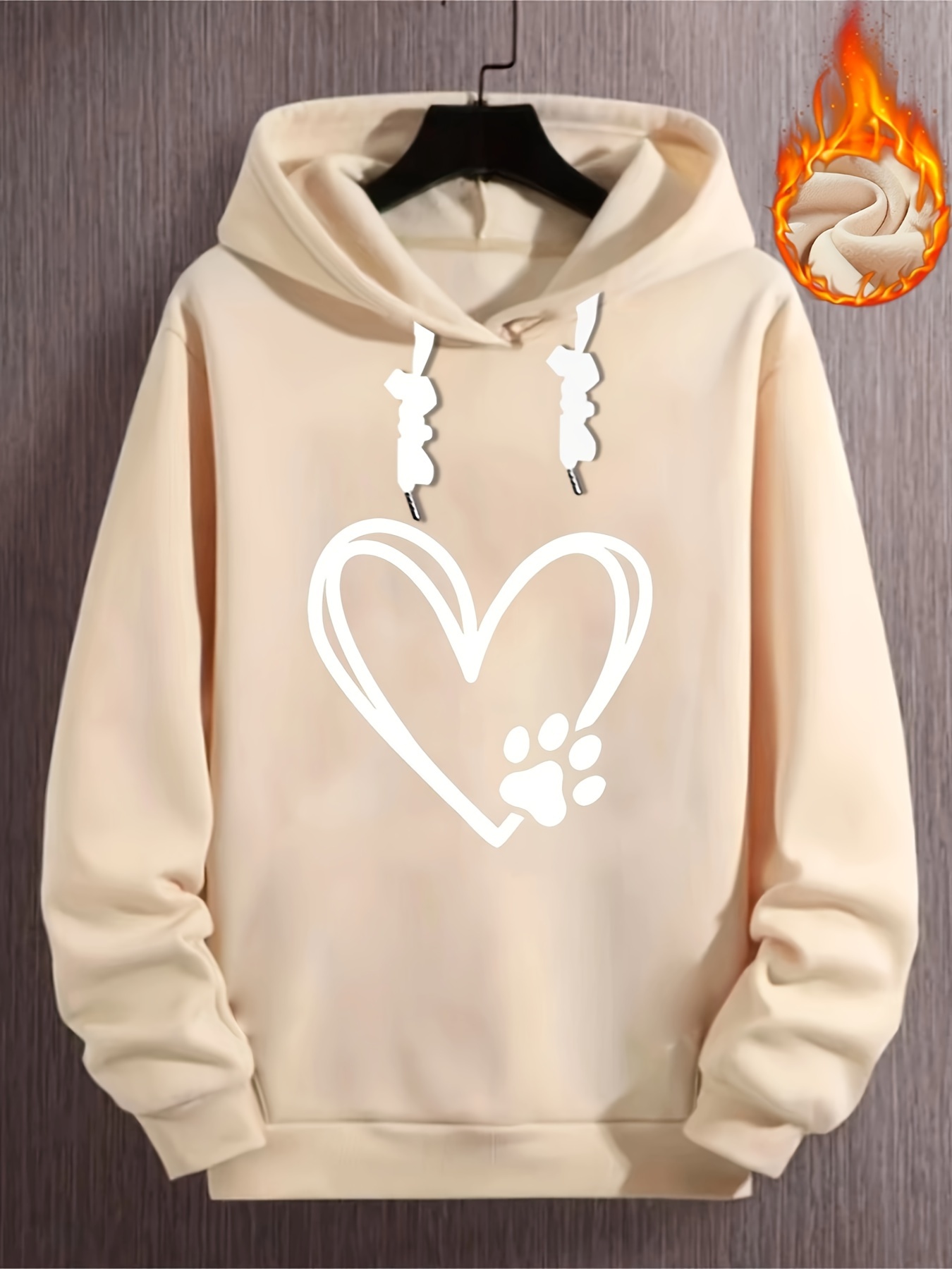 plus size mens heart claw print hooded sweatshirt fashion casual hoodies for fall winter mens clothing details 5