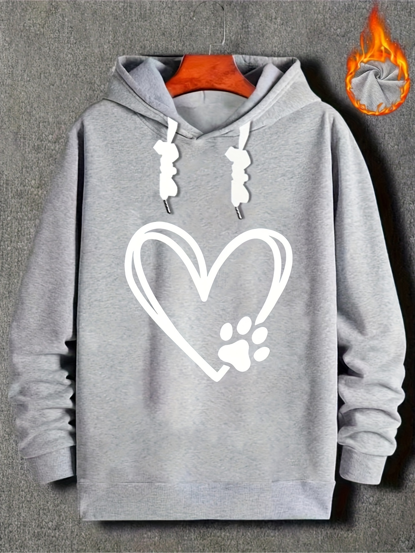 plus size mens heart claw print hooded sweatshirt fashion casual hoodies for fall winter mens clothing details 10