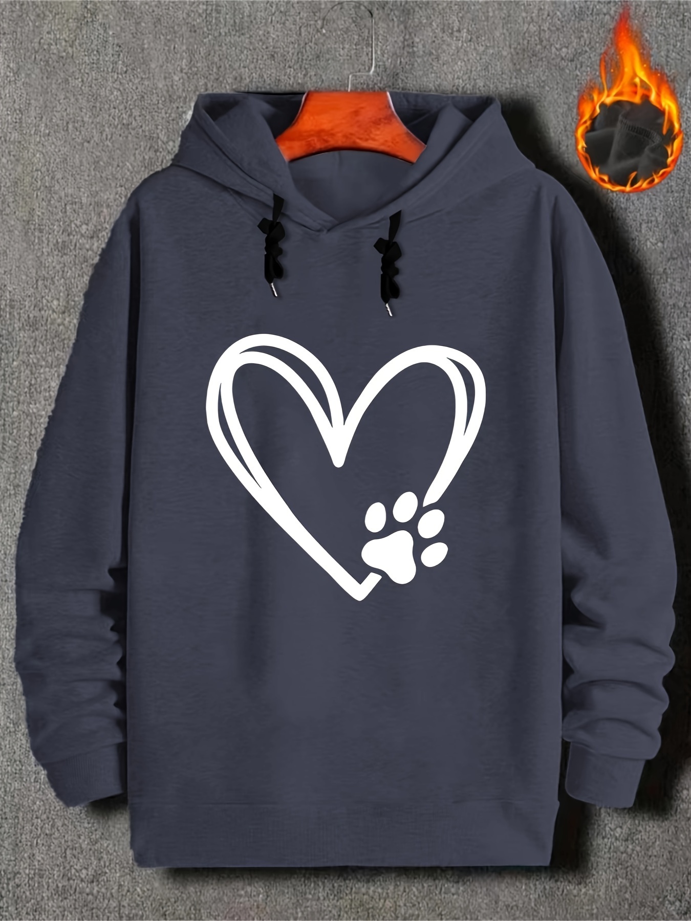 plus size mens heart claw print hooded sweatshirt fashion casual hoodies for fall winter mens clothing details 16