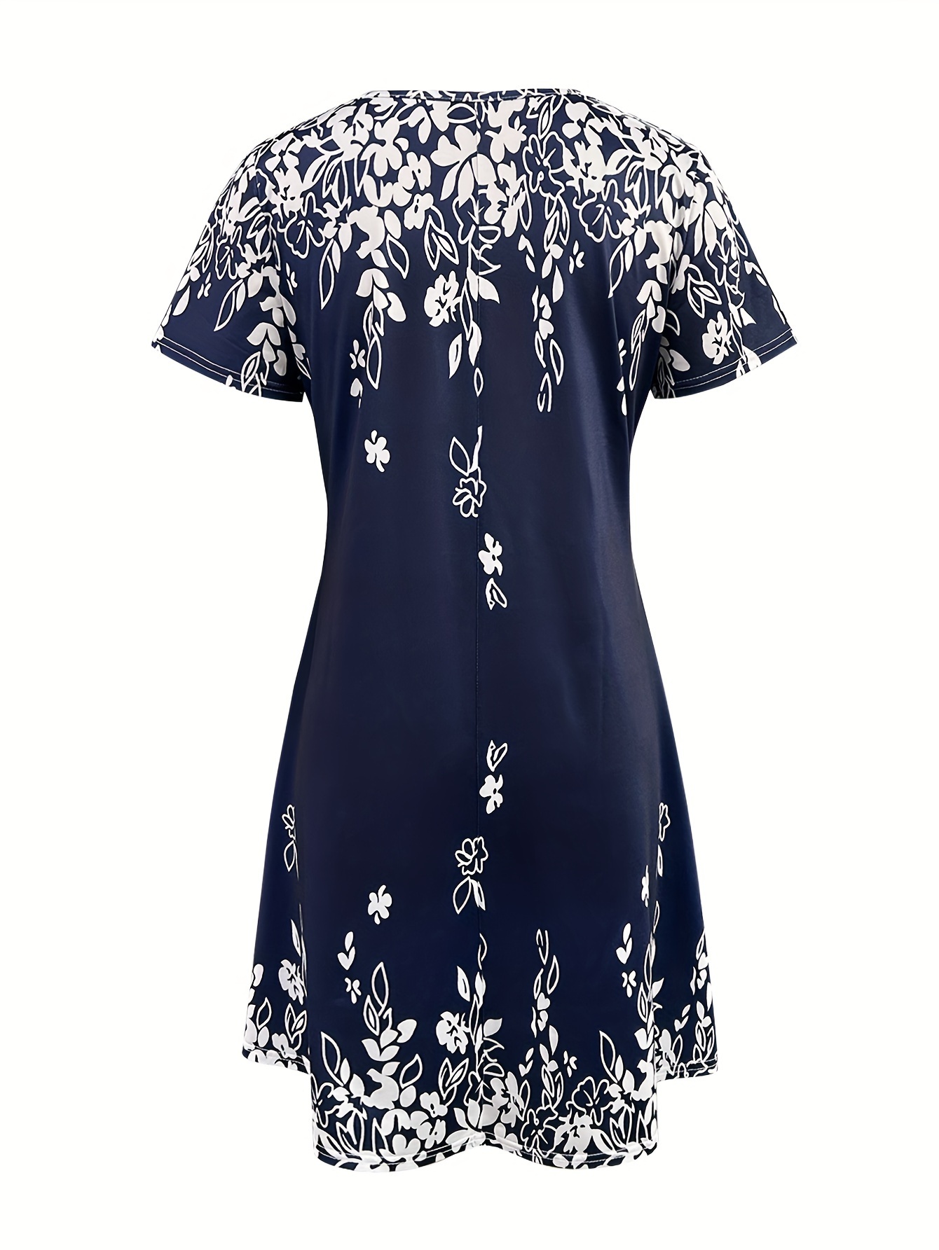 floral print crew neck dress casual short sleeve dress for spring summer womens clothing details 2