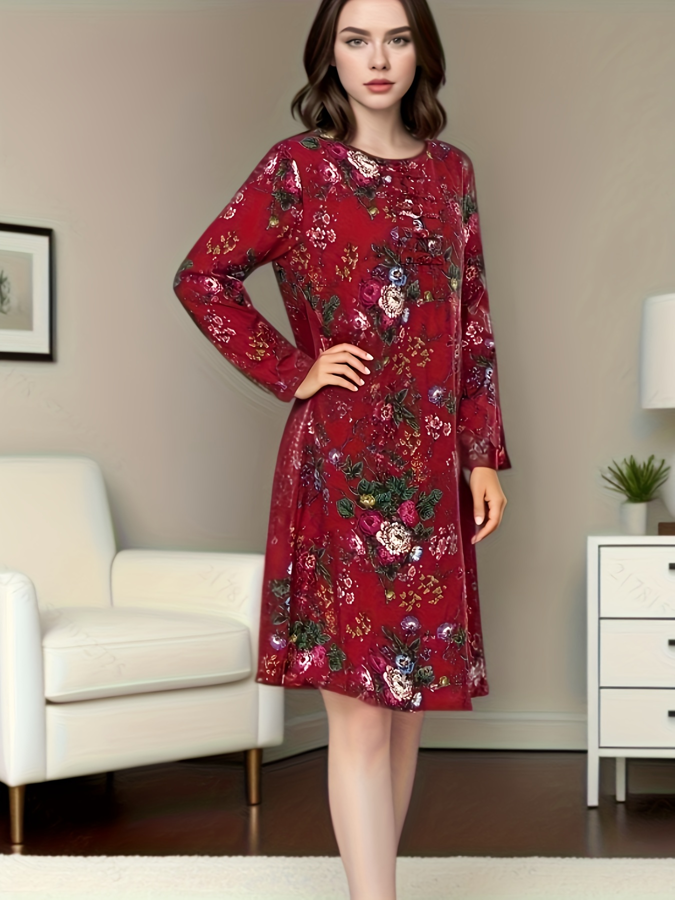 chinese style high end atmosphere slimming uniform color dress details 4