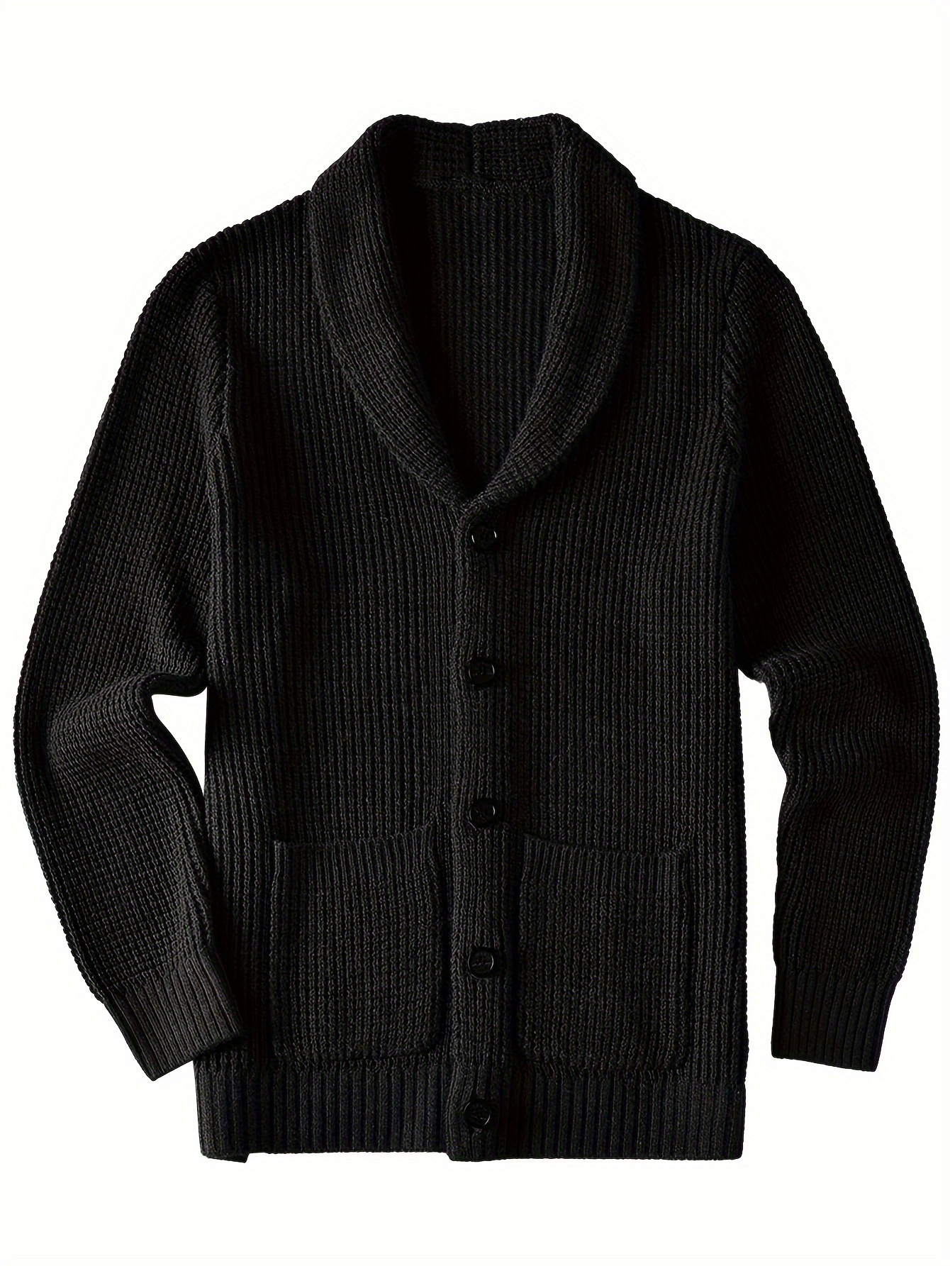 plus size mens solid knit long sleeve button down cardigan with lapel collar and pockets elegant and comfy sweater for autumn and winter leisurewear details 33