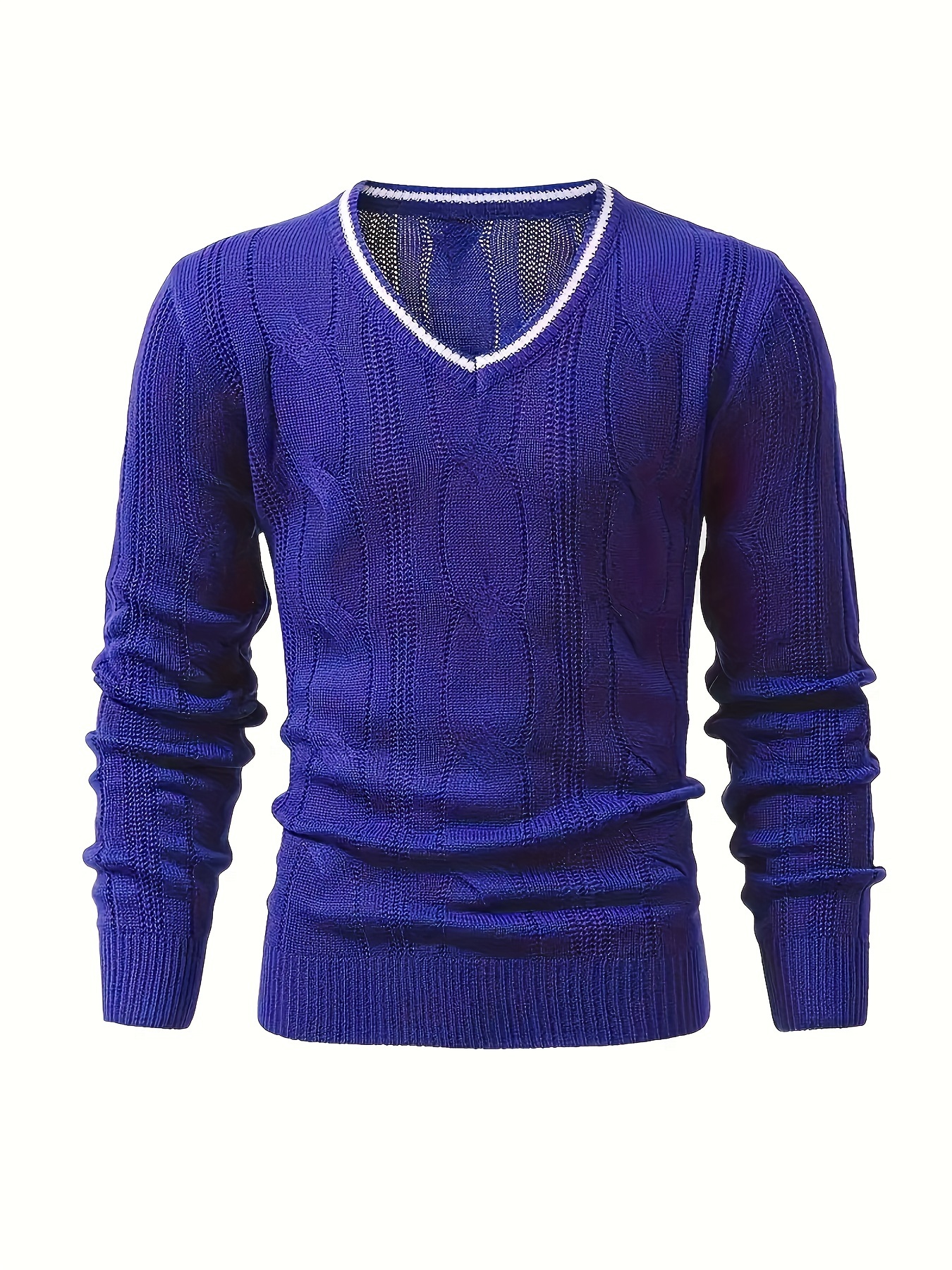 plus size mens knit sweater v neck pullover fashion casual tops for fall winter mens clothing details 4