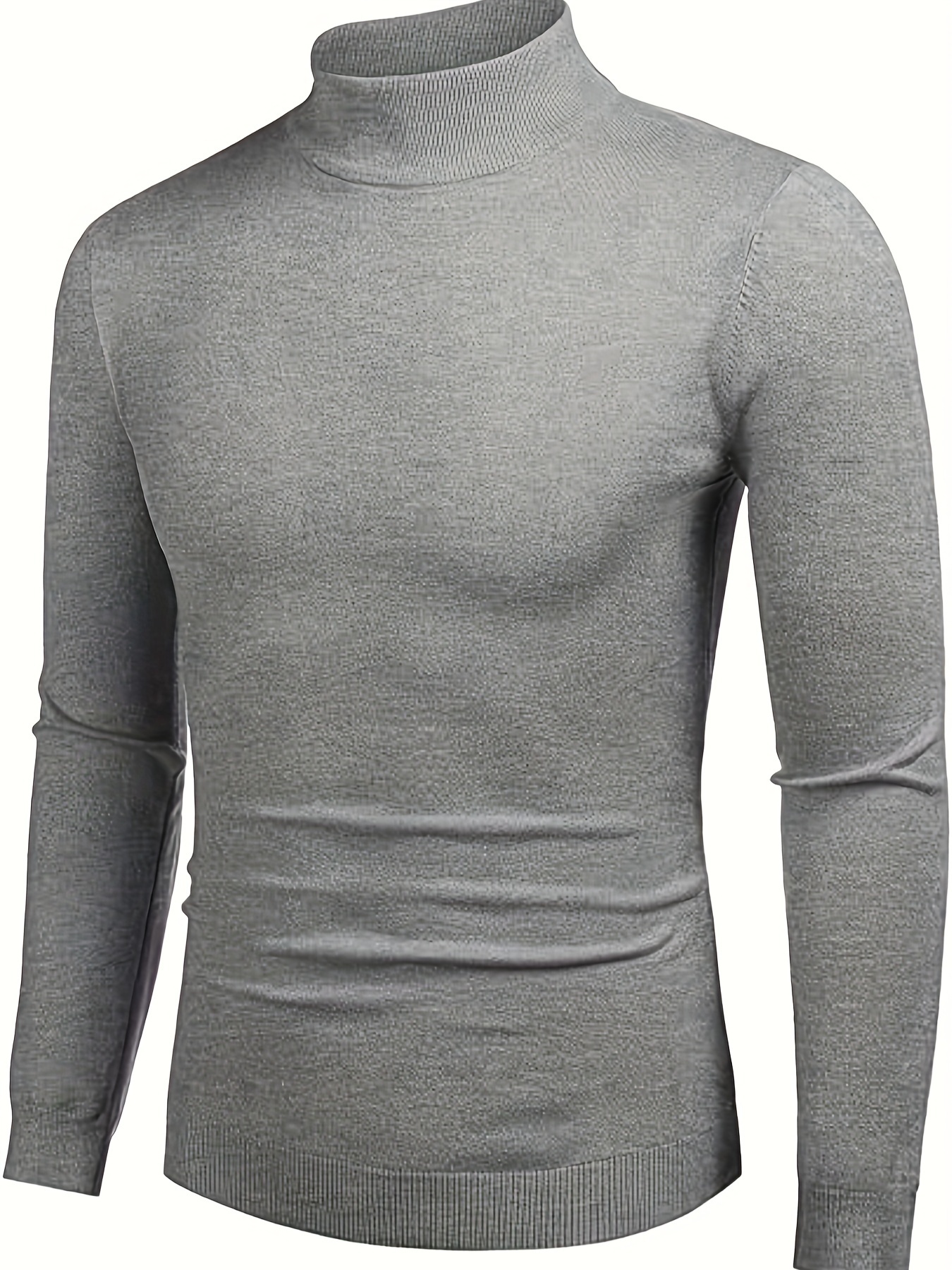 solid color plus size mens casual turtleneck sweater bottoming wear for spring autumn winter details 12