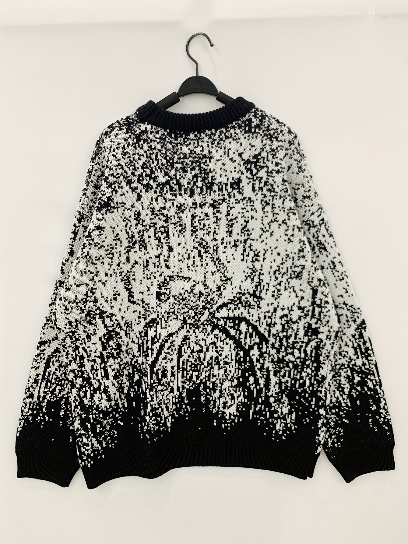 plus size mens anime spider print sweater knit pullover for spring fall winter mens clothing details 0