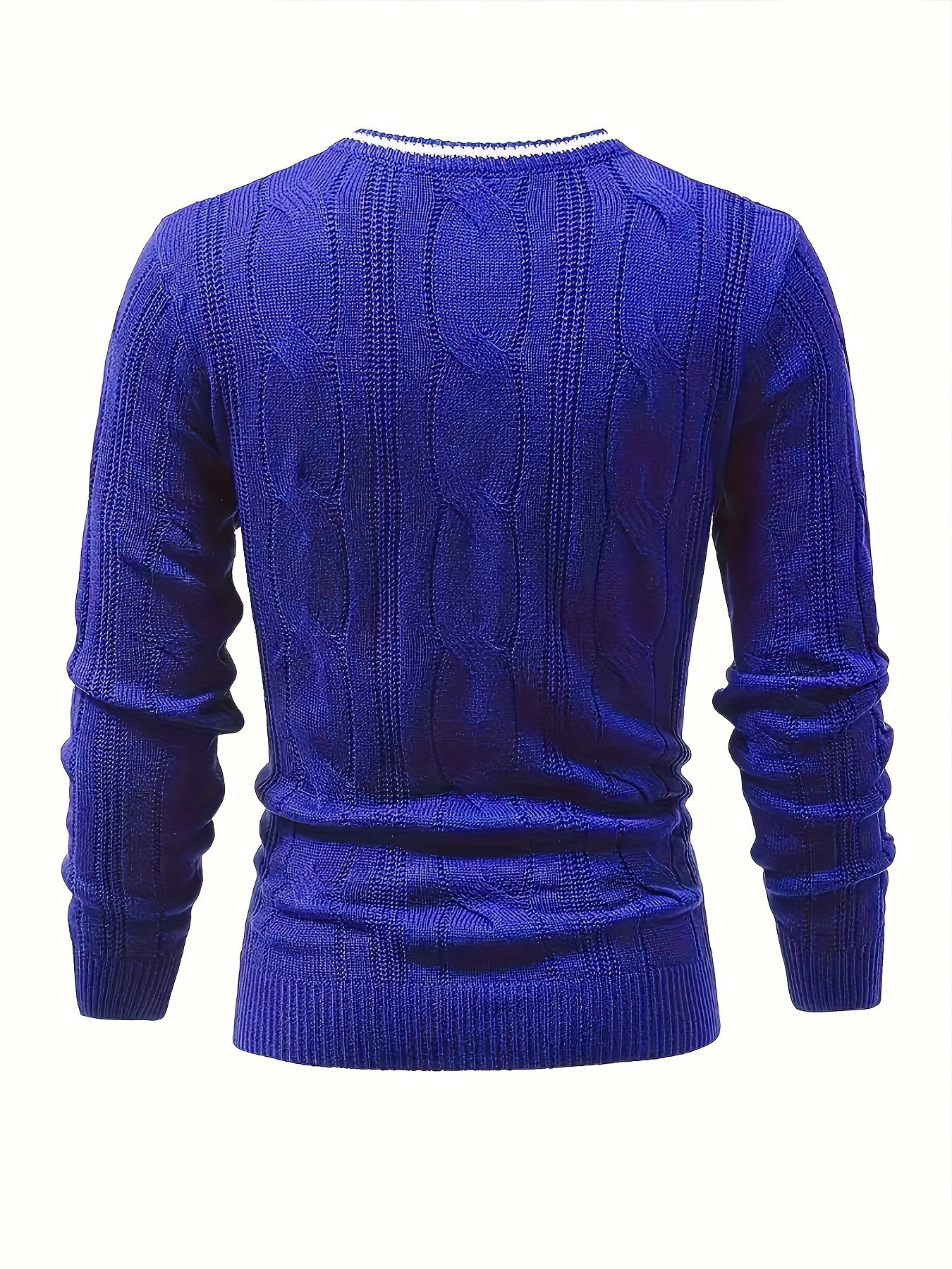 plus size mens knit sweater v neck pullover fashion casual tops for fall winter mens clothing details 5